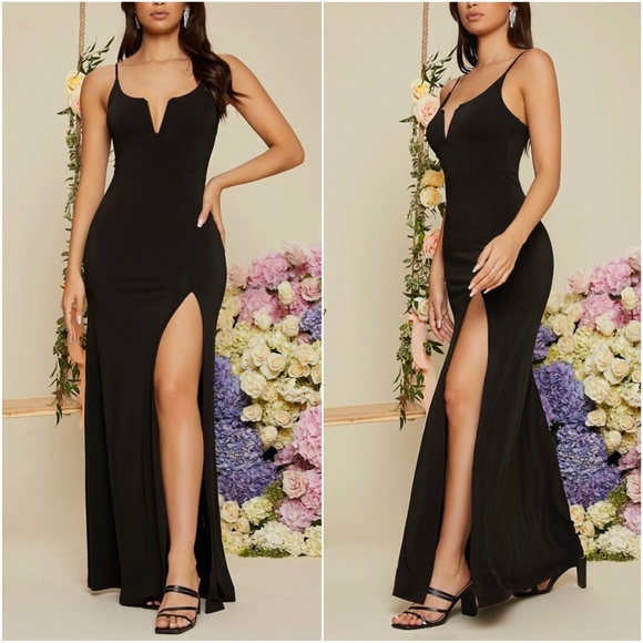 BellanBlue Dresses & Skirts - Luxe Black One shoulder party formal evening Prom Wedding dress